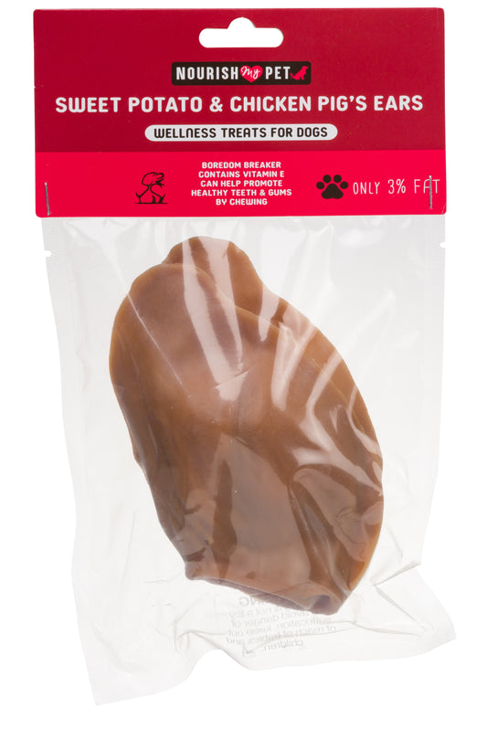 Orejas de cerdo con batata y pollo