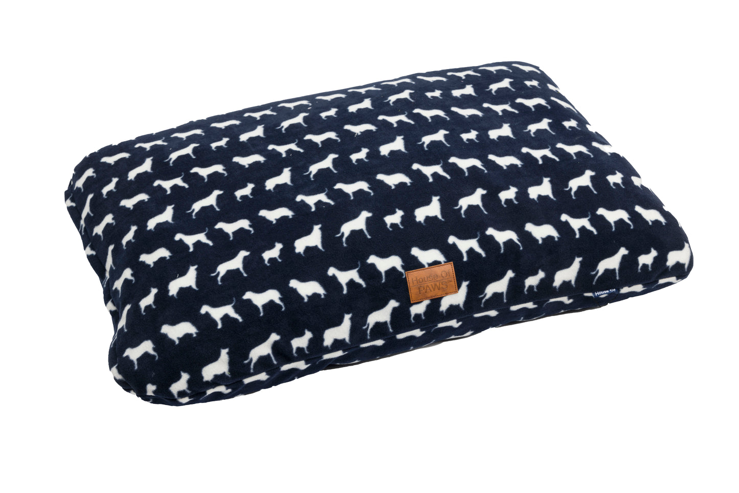 Navy Dog Fleece Cushion Bed