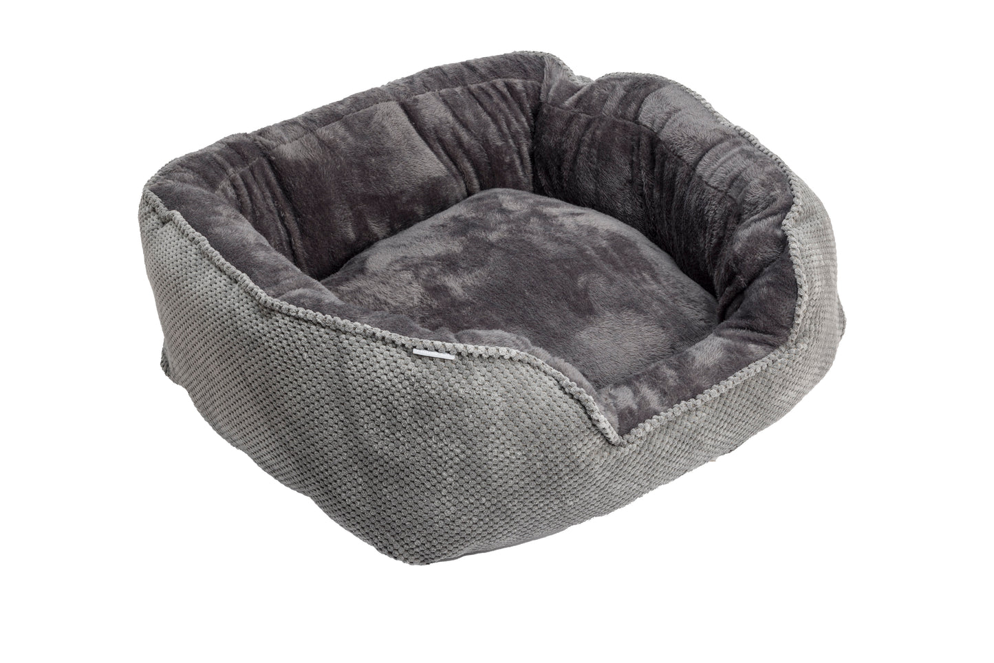 Grey Cord & Plush Rectangle Snuggle Bed
