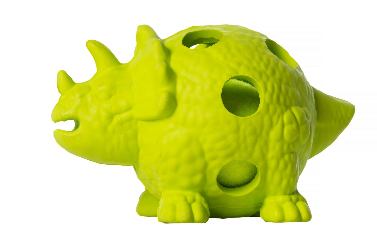 Lime Triceratops Rubber Toy
