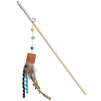 Varita de gato con plumas aztecas marrones