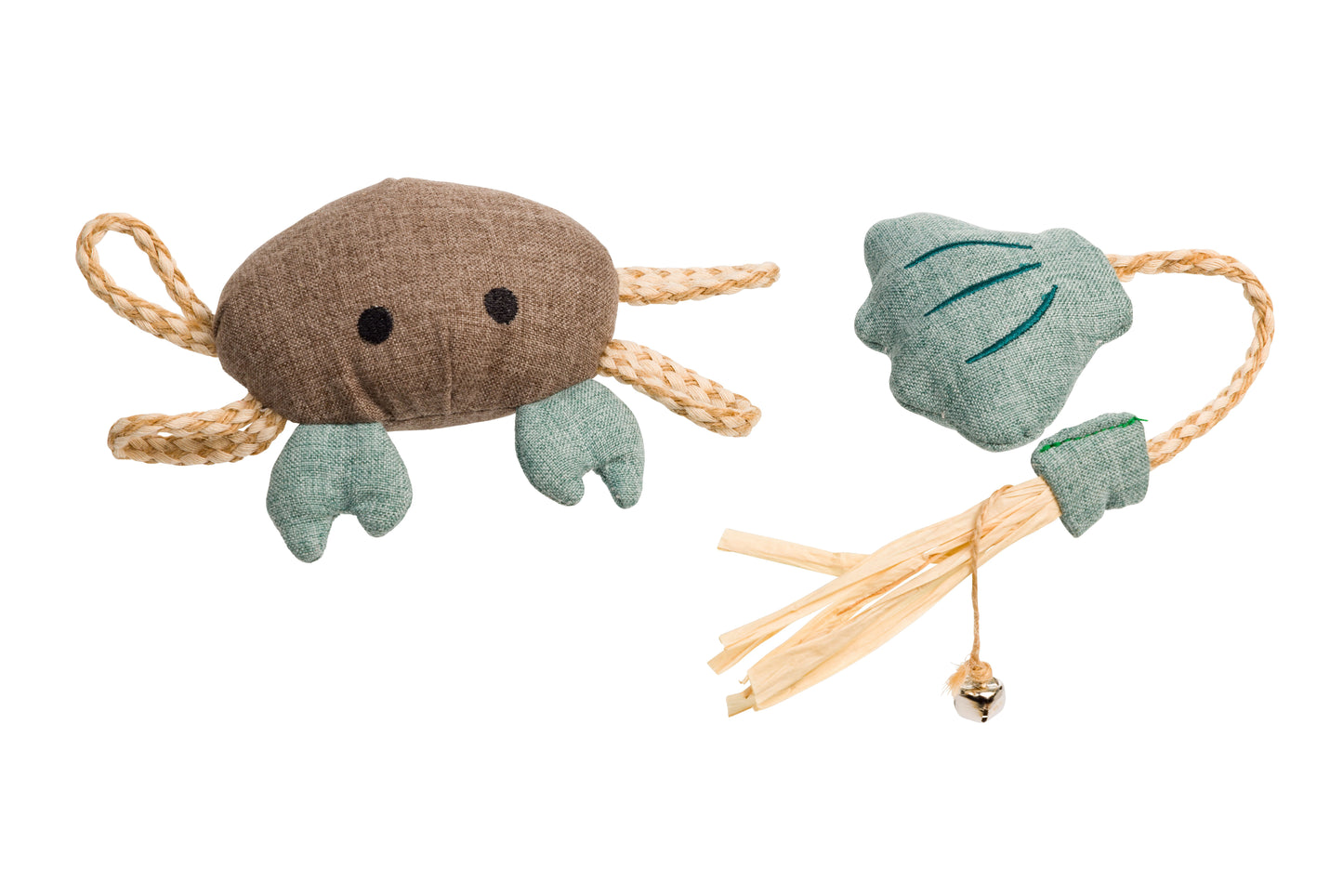 2 Pack Eco Friendly Crab and Seashell Cat Toys