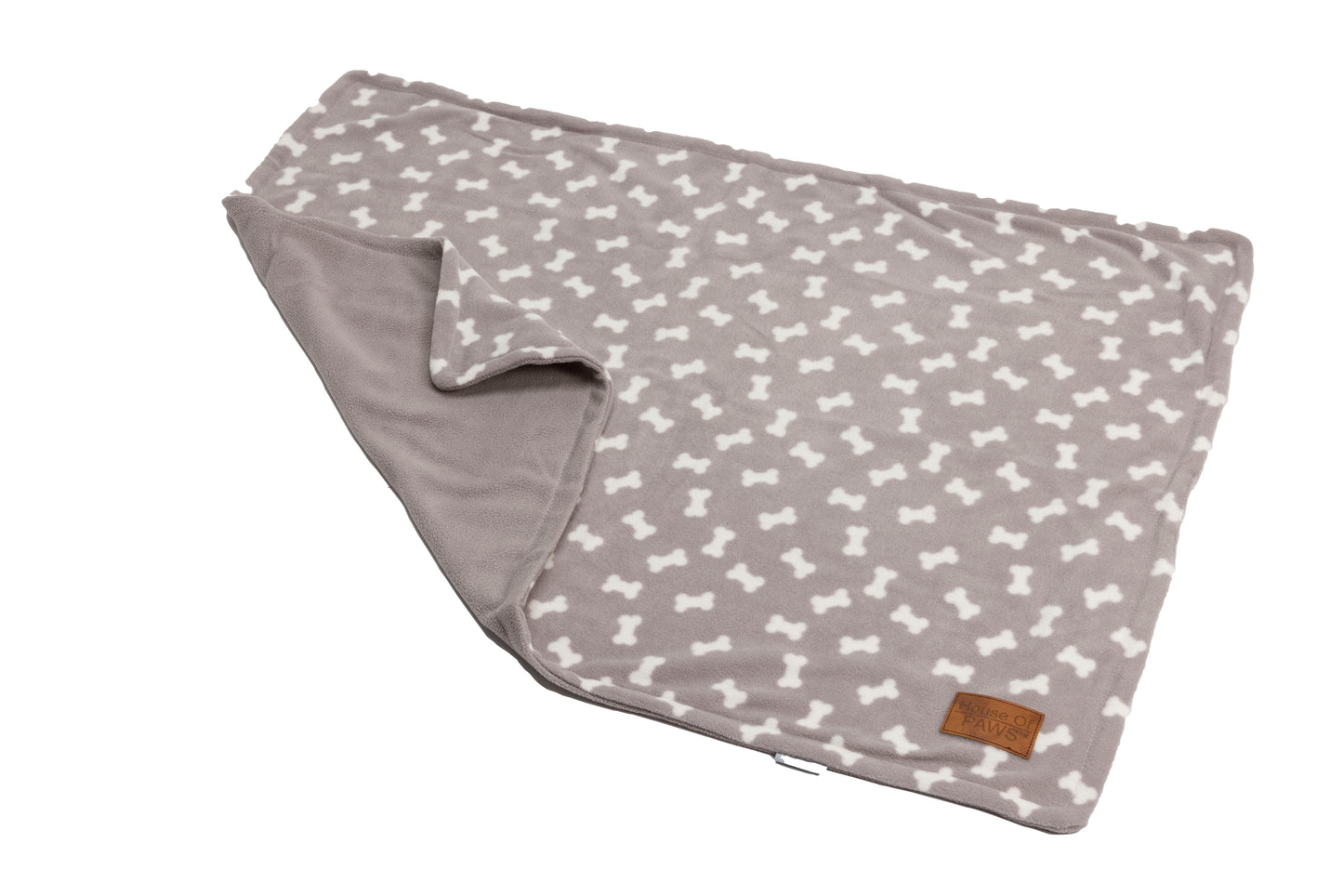 Puppy Grey Fleece Bone Blanket