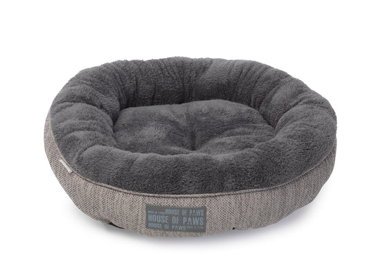 Cama para gatos de arpillera gris