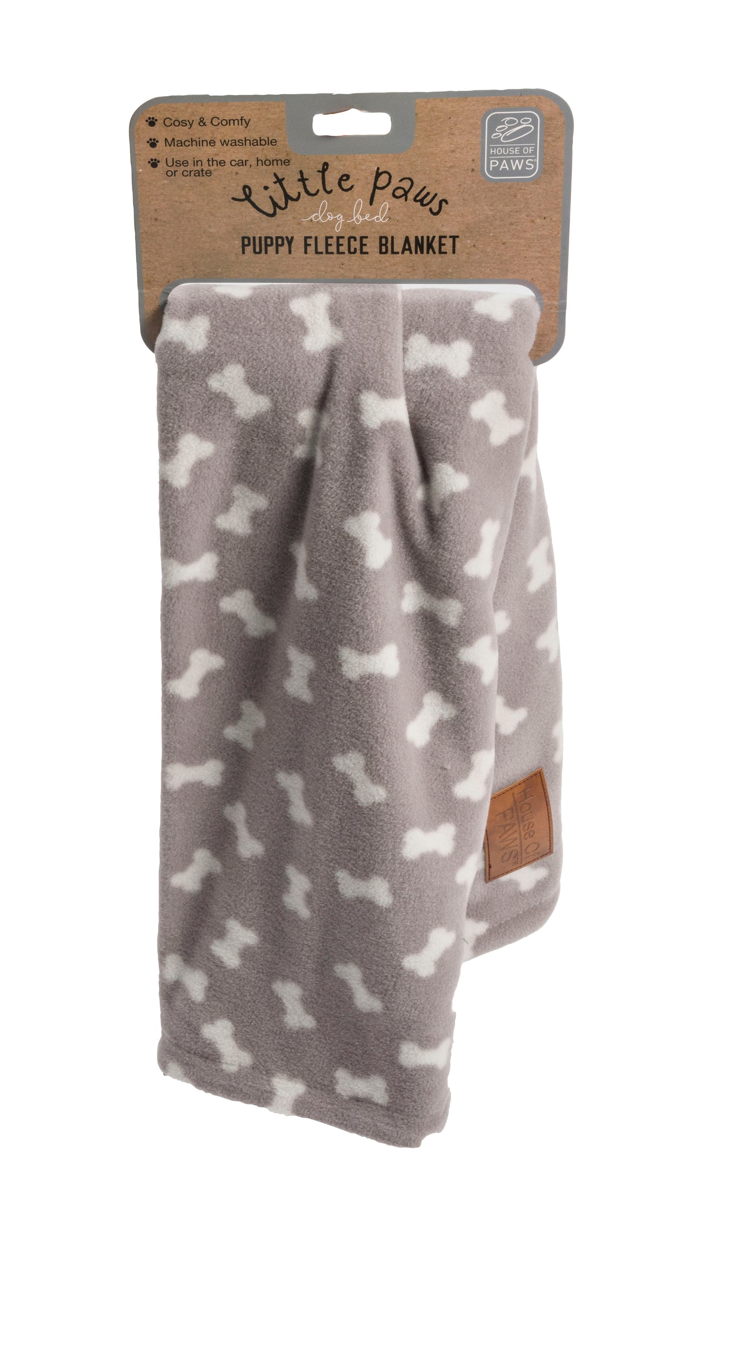 Puppy Grey Fleece Bone Blanket