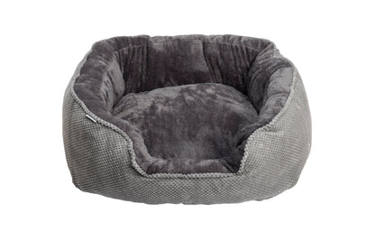 Grey Cord & Plush Rectangle Snuggle Bed