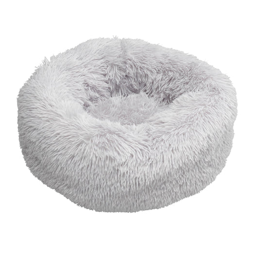 Grey Faux Fur Donut Bed