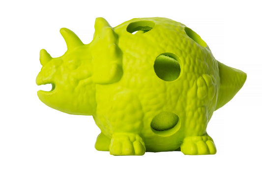 Lime Triceratops Rubber Toy