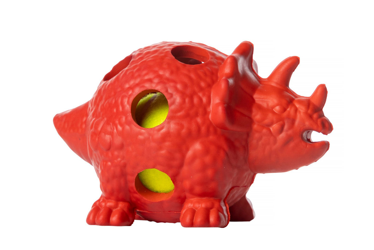 Red Triceratops Rubber Toy