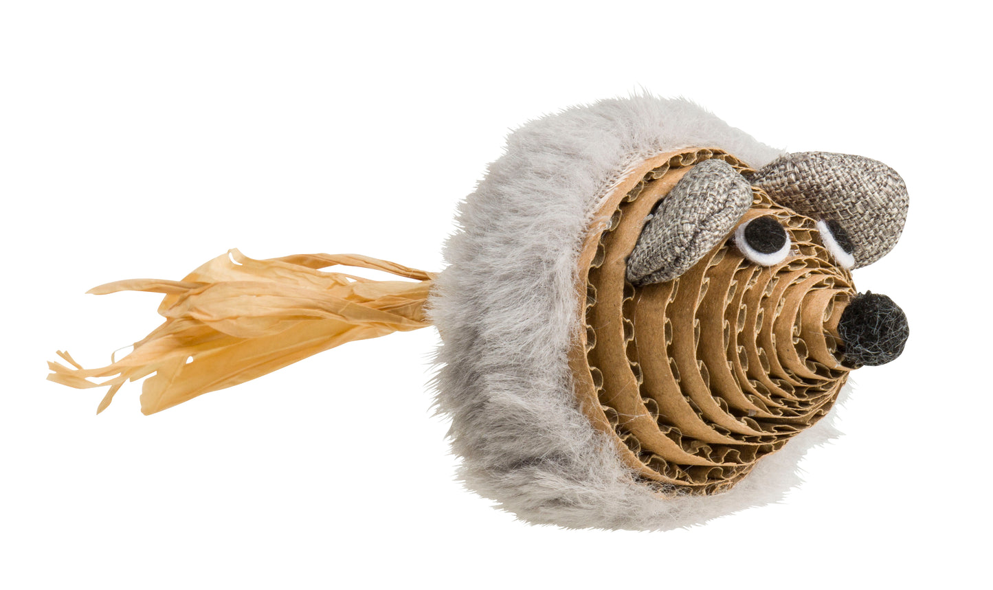 Grey and Cardboard Mouse Cat Toy
