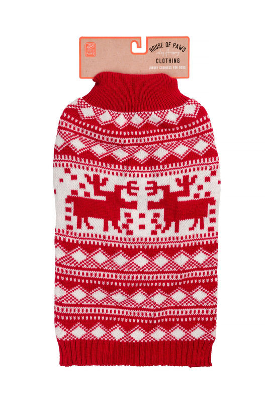Reindeer Fairisle Polo Neck Jumper