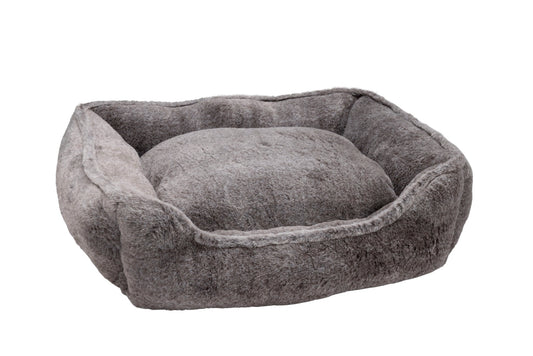 Plush Grey Square Snuggle Bed