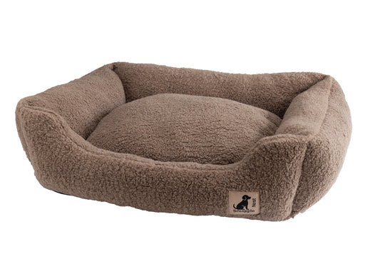 Mocha Borg Fleece Rectangle Comfort Bed