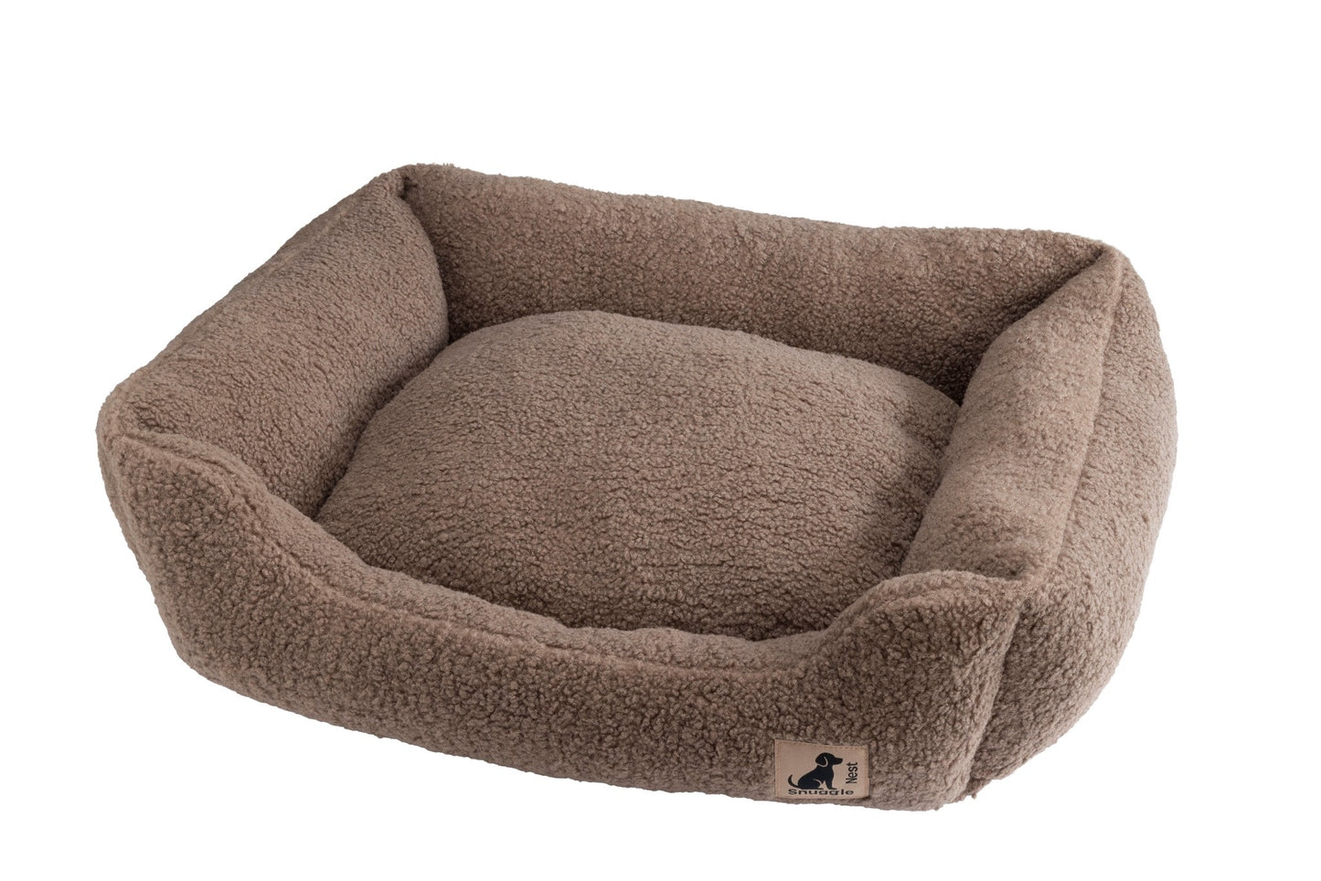 Mocha Borg Fleece Rectangle Comfort Bed