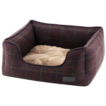 Berry tweed and plush rectangle bed