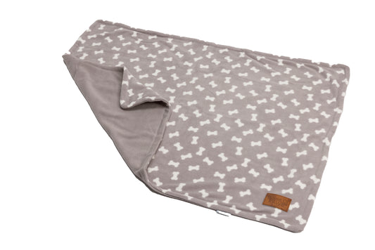 Puppy Grey Fleece Bone Blanket
