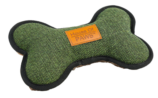 Green Tweed Bone Dog Toy