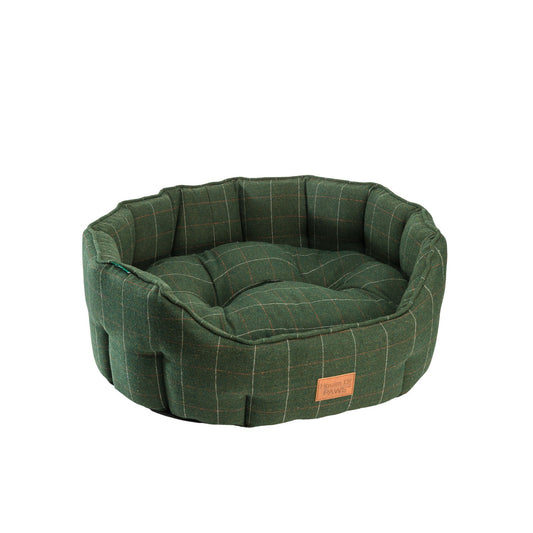 Green Tweed Oval Snuggle Bed