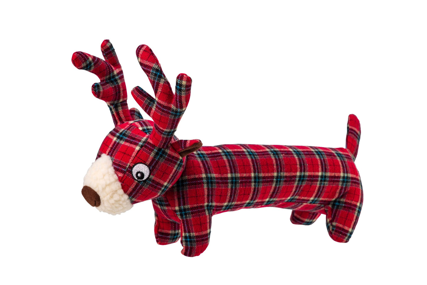 Christmas Red Tweed Long Reindeer Dog Toy