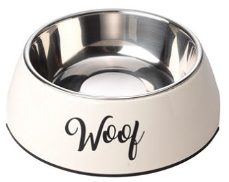 New Woof Cream Dog Bowl
