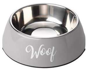 New Woof Grey Dog Bowl