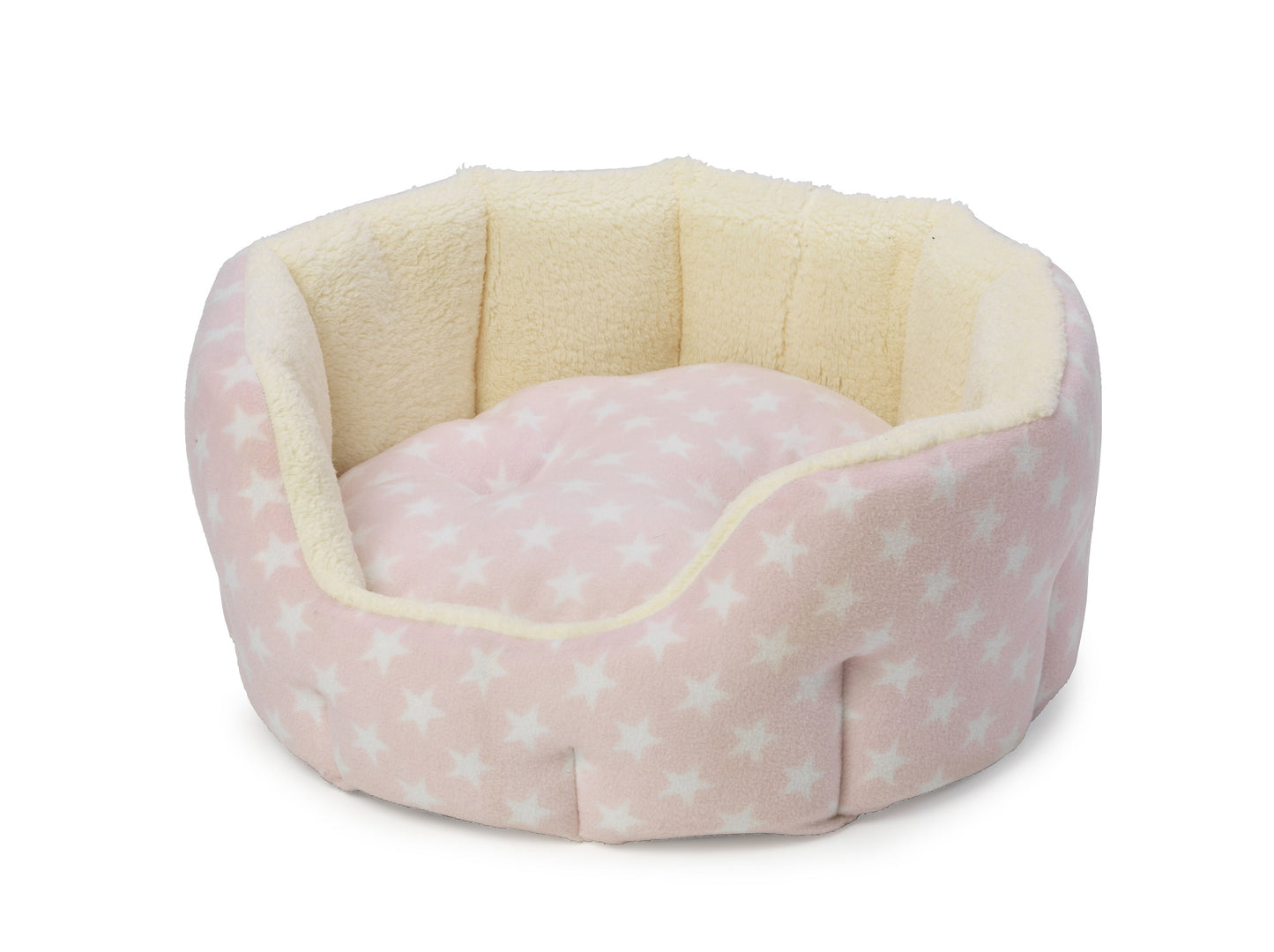 Fleece Star Snuggle Oval Puppy Bed Pink