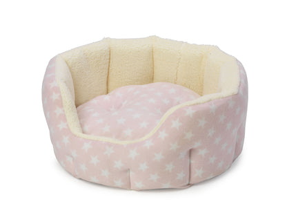Cama ovalada para cachorros Fleece Star Snuggle, color rosa