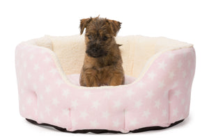 Fleece Star Snuggle Oval Puppy Bed Pink